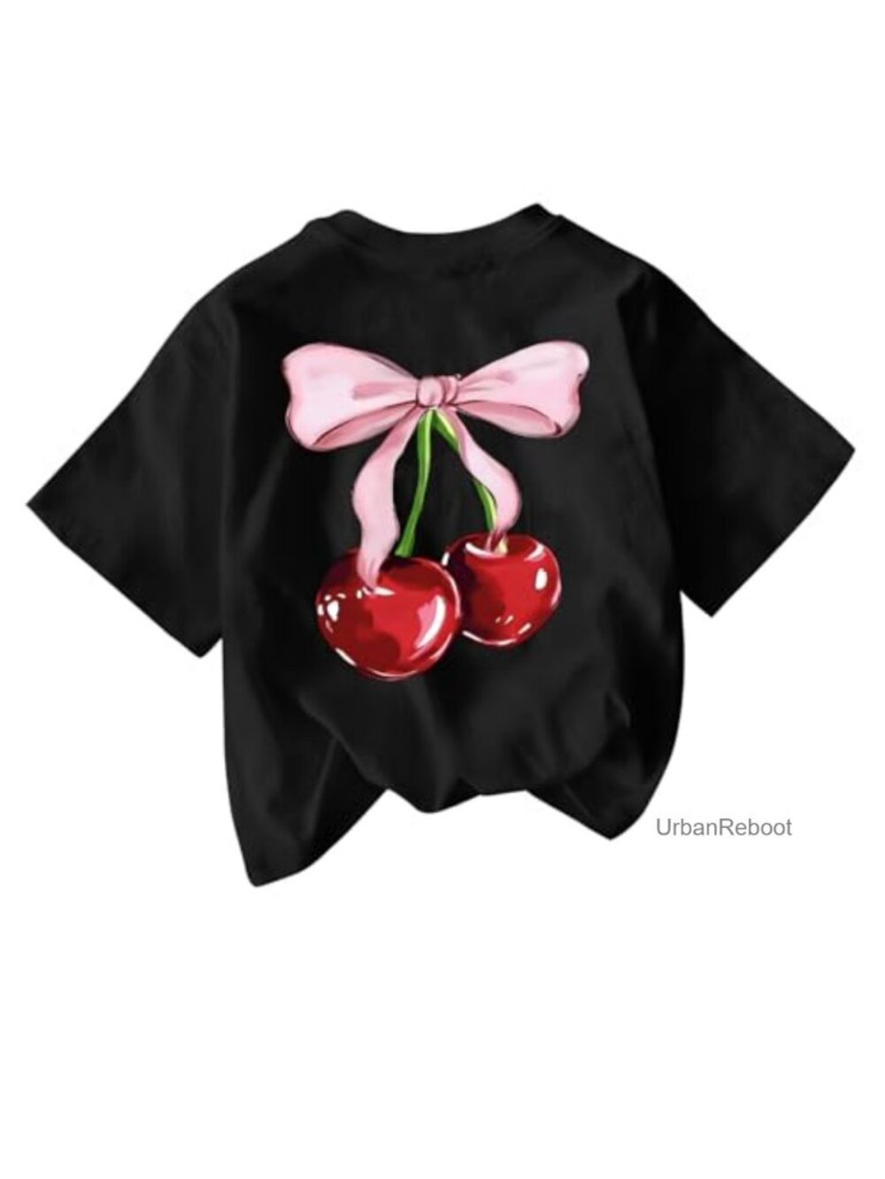 Cute Cherry Graphic Tee for Girls Kids Summer T-Shirt Preppy Top
